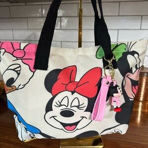 Disney character Minnie Mouse Daffy Duck etc Graphic Tote with bag charm
